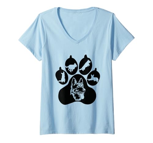 Damen Deutscher Schäferhund Deutschen Schäferhund Hund Schäferhund T-Shirt mit V-Ausschnitt von Schäferhund Mama Hunde German Shepherd Geschenk