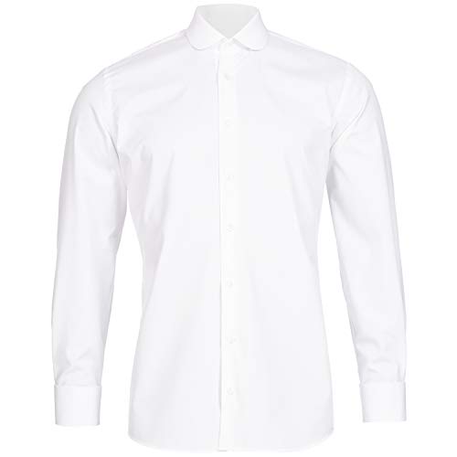 Schaeffer Hemd Slim Fit Uni weiß Club Kragen, Größe: XL von Schaeffer