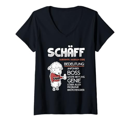 Damen Schäff Shirt Lustig Schaf Chef Boss Definition Shirt T-Shirt mit V-Ausschnitt Damen Schäff Shirt Lustig Schaf Chef Boss Definition Shirt T-Shirt mit V-Ausschnitt von Schaf Schäff Chef Lustig Geschenk