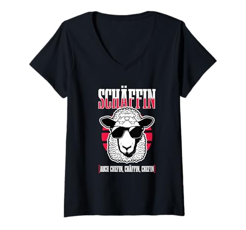 Damen Schäffin Shirt Lustig Schaf Chef Boss Definition Shirt T-Shirt mit V-Ausschnitt Damen Schäffin Shirt Lustig Schaf Chef Boss Definition Shirt T-Shirt mit V-Ausschnitt von Schaf Schäff Chef Lustig Geschenk
