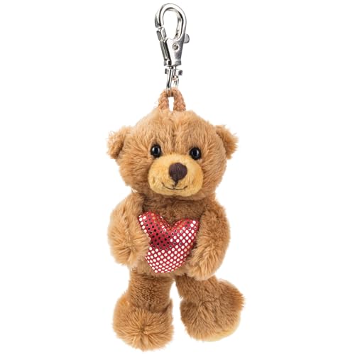 Schaffer 235 Plüsch Schlüsselanhänger Teddy mit Herz Braun, 8 - 12 cm von Schaffer Knuddel mich!