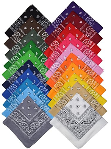 Bandana Halstuch Biker 1er 3er 6er 12er Pack Nikki Tuch Schal Paisley Kopftuch 100% Baumwolle (12er, Gemischt mit Ihrer Auswahl) von Schals & Tücher