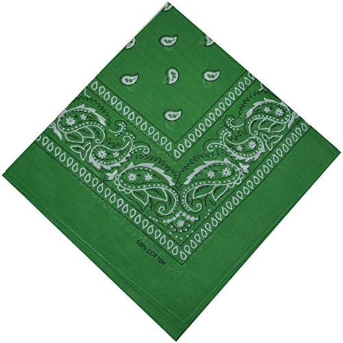 Bandana Halstuch Biker Nikki Tuch Schal Paisley Kopftuch 100% Baumwolle 25 Farben (12er, Grün) von Schals & Tücher