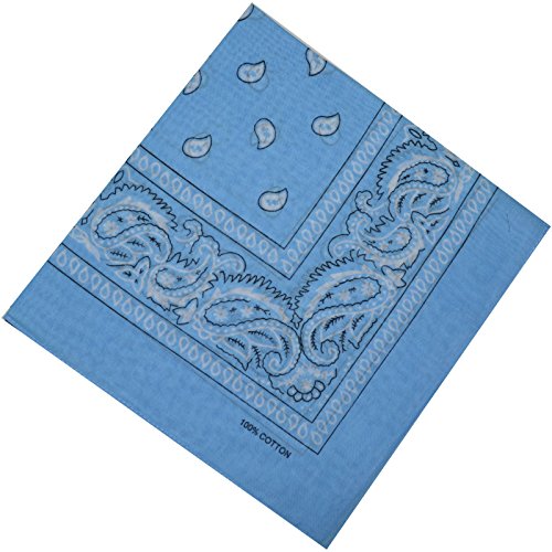 Bandana Halstuch Biker 1er 3er 6er 12er Pack Nikki Tuch Schal Paisley Kopftuch 100% Baumwolle 25 Farben (12er, Himmelblau) von Schals & Tücher