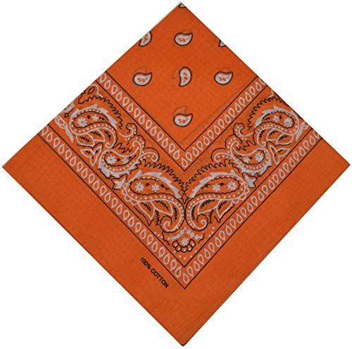 Bandana Halstuch Biker Nikki Tuch Schal Paisley Kopftuch 100% Baumwolle 25 Farben (12er, Orange) von Schals & Tücher