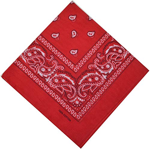 Bandana Halstuch Biker Nikki Tuch Schal Paisley Kopftuch 100% Baumwolle 25 Farben (12er, Rot) von Schals & Tücher