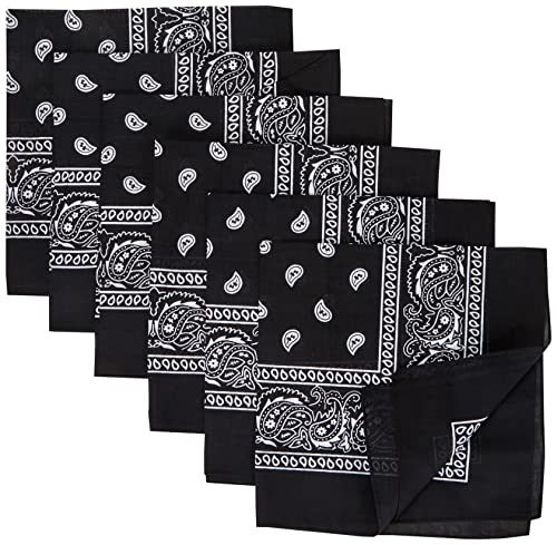 Bandana Halstuch Biker 1er 3er 6er 12er Pack Nikki Tuch Schal Paisley Kopftuch 100% Baumwolle 25 Farben (12er, Schwarz) von Schals & Tücher