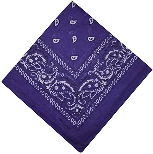 Bandana Halstuch Biker Nikki Tuch Schal Paisley Kopftuch 100% Baumwolle 25 Farben (12er, Violett) von Schals & Tücher