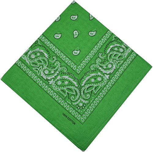 Bandana Halstuch Biker Nikki Tuch Schal Paisley Kopftuch 100% Baumwolle 25 Farben (24er, Hellgrün) von Schals & Tücher