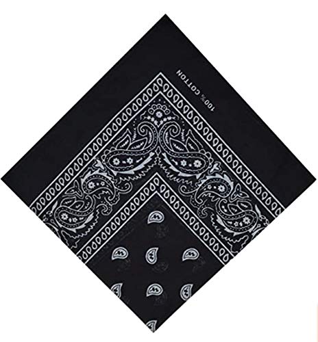 dko-24 Bandana Paisley Baumwolle Uni Tuch Halstuch Kopftuch Mundschutz Biker Motorrad Maske 2er bis 6er Set mit FREIER AUSWAHL DEUTSCHER HÄNDLER (Paisley Schwarz) von Schals & Tücher