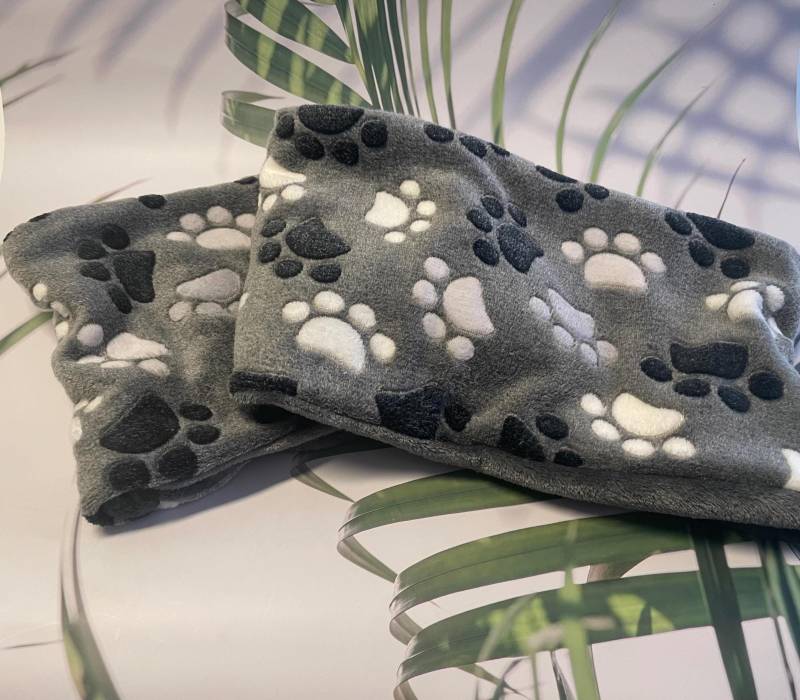 Nieuw Mooie Ronde Sjaal, Wellness Fleece Lus Wintersjaal Voor Dames En Heren, Fleece, Grijs, Zwart, Wit, Pootafdruk, 150 cm, Nieuw von Schalwelt