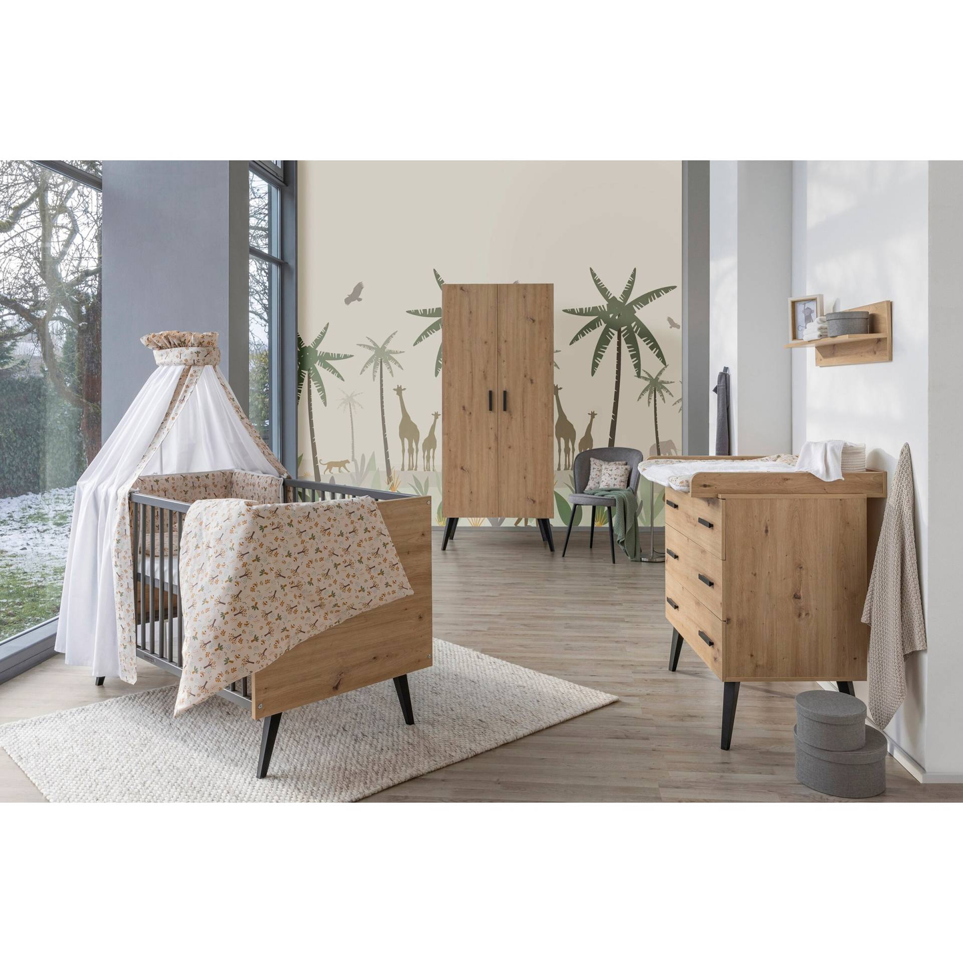 Schardt 3-tlg. Babyzimmer Morris Oak mit 2-türigem Kleiderschrank von Schardt