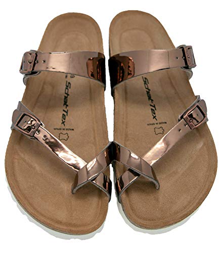 SchatTex Damensandale in Bronze glänzend Größe 41 Zehenschlaufe SchatTex Damensandale in Bronze glänzend Größe 41 Zehenschlaufe von SchatTex