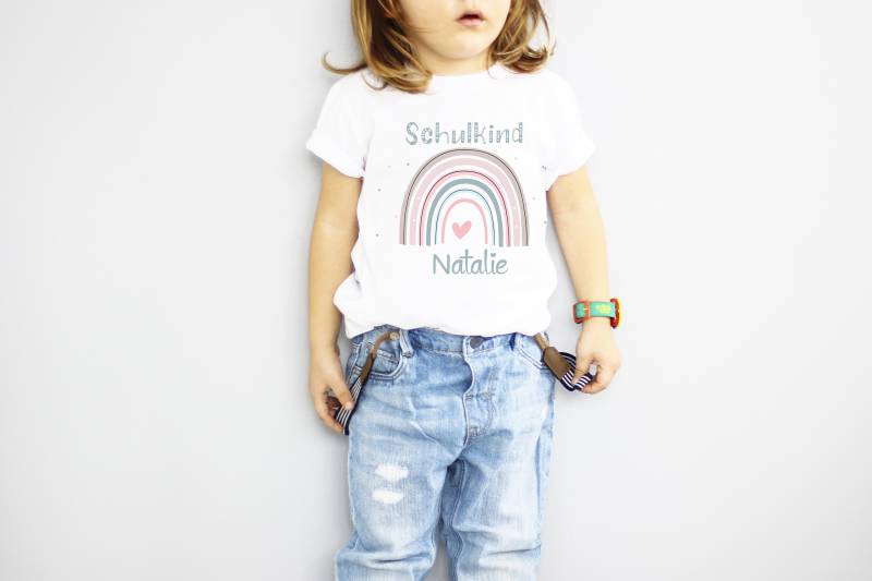 Einschulungsshirt Regenbogen Mädchen/ Geburtstagshirt Mädchen Kinder von SchatzGeschenke