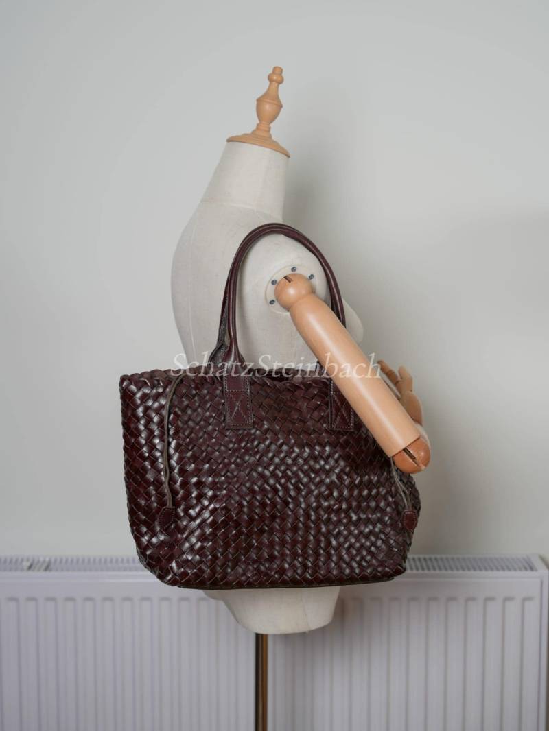 Dunkelbraune Echte Oberste Schicht Leder Handgewebte Geflochtene Schulter Hobo Einkaufstasche + Baumwollbeutel/Weekender Strand Einkäufer Urlaub von SchatzSteinbach