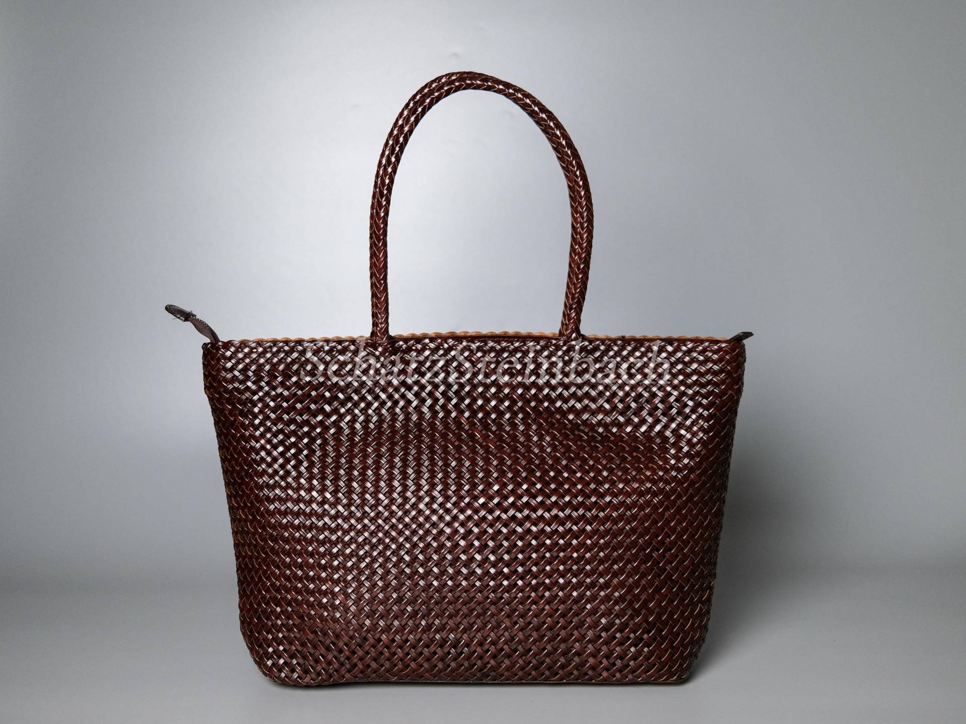 Handgewebte Geflochtene Ledertasche, Schokobraun Hobo von SchatzSteinbach