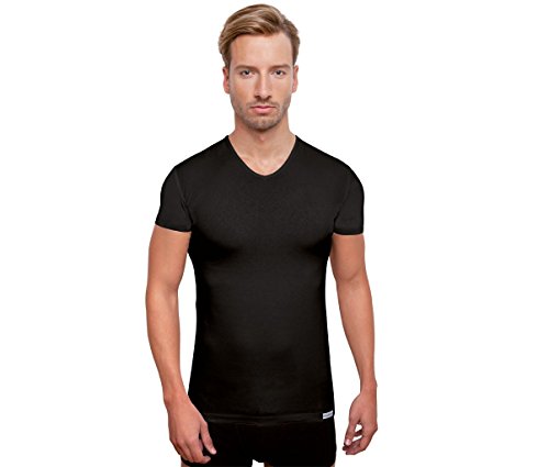 Schaufenberger T-Shirt Basic körperbetont & lang, Schwarz, V-Neck (3XL, Schwarz) von Schaufenberger