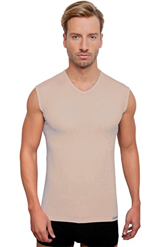 Schaufenberger Unsichtbares ärmelloses Unterhemd in Hautfarbe, V-Neck, (XS, Beige) von Schaufenberger