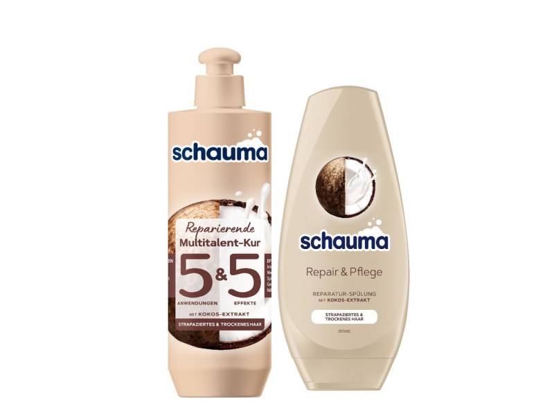 Schauma Haarshampoo 5&5 Kur Reparierend 300ml & Spülung Repair 250ml, 2-tlg., Splissversiegelung, weniger Haarbruch, repariert von Schauma