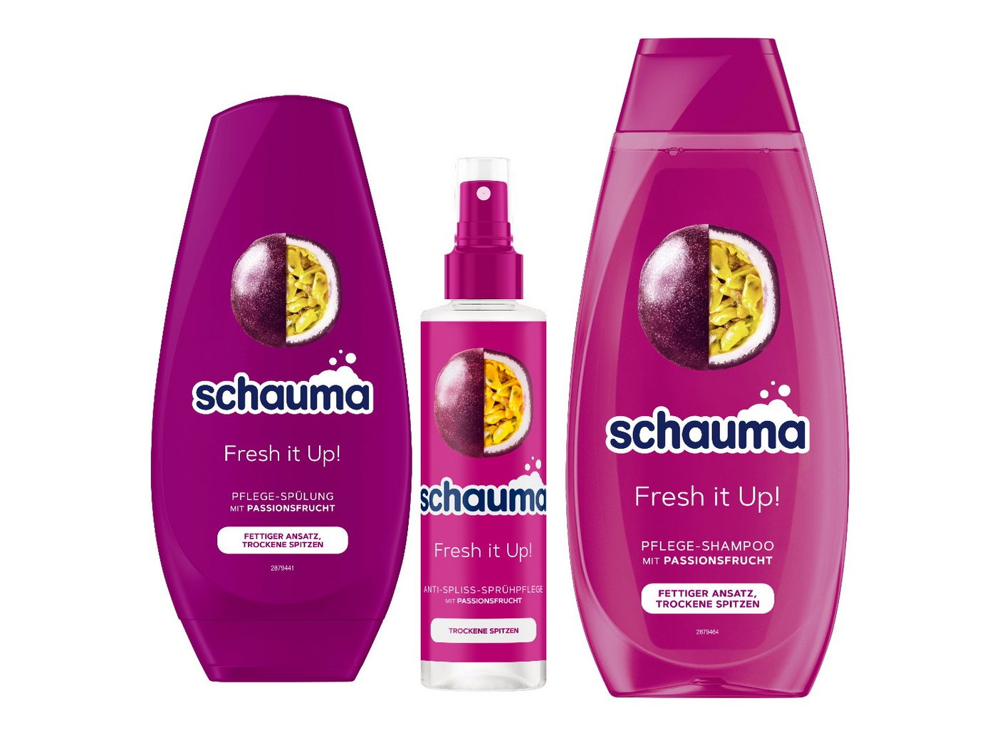 Schauma Haarshampoo Sprühpflege Fresh it Up 200ml & Shampoo 400ml & Spülung 250ml, 3-tlg., Hitzeschutz, Geschmeidigkeit, gesundes Haar von Schauma