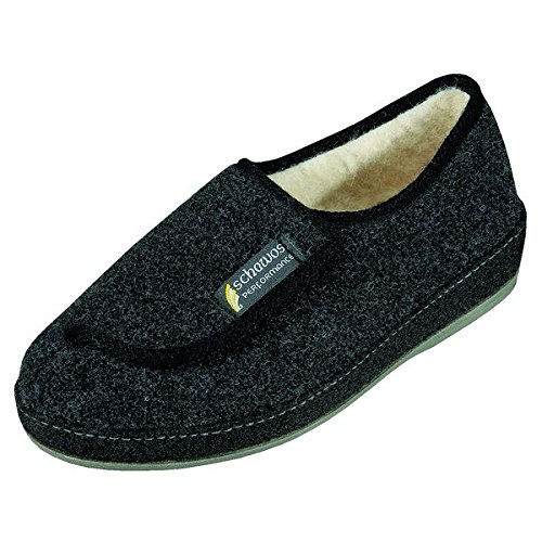 Schawos Herren Hausschuhe Filz, Schurwollfutter, rutschfeste Formsohle in schwarz, Größe 42.0, 6072 von SCHAWOS