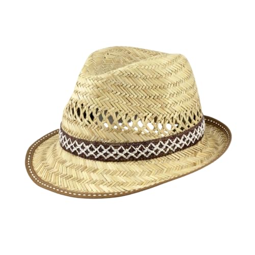 Klassischer Beiger Trilby Strohhut verwendbar als Herren Hut - Safari Hut - Sonnenhut Herren - Strohhut Herren - Strohhut Gärtner - Hut - Sommerhut für Frühling und Sommer - Hat - Sonnenschutz von Scheibler