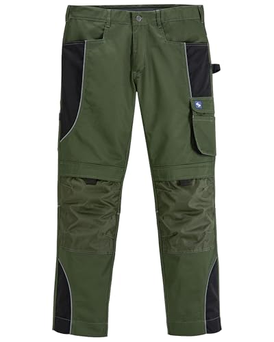 Scheibler Arbeitshosen Männer Reflektierende Cargohose Herren Bequeme Schnittschutzhose Outdoor Hose mit Multifunktionalen Taschen Oliv/Schwarz 58 von Scheibler