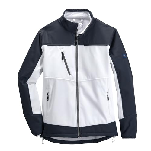 Scheibler Arbeitsjacke Herren Softshelljacke, Jacke Herren Übergangsjacke winddicht, wasserabweisende Outdoor-Jacken für Herren, Herbstjacke Herren mit Fleece-Innenseite, Weiß/Anthrazit von Scheibler