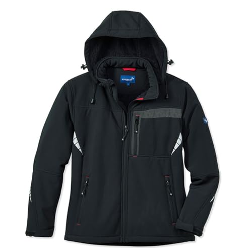 Scheibler Arbeitsjacke Herren Winter, Softshell-Jacke gefüttert und winddicht, wasserabweisende Outdoor-Softshelljacken für Herren, Arbeitskleidung Herren mit abnehmbarer Kapuze, schwarz von Scheibler