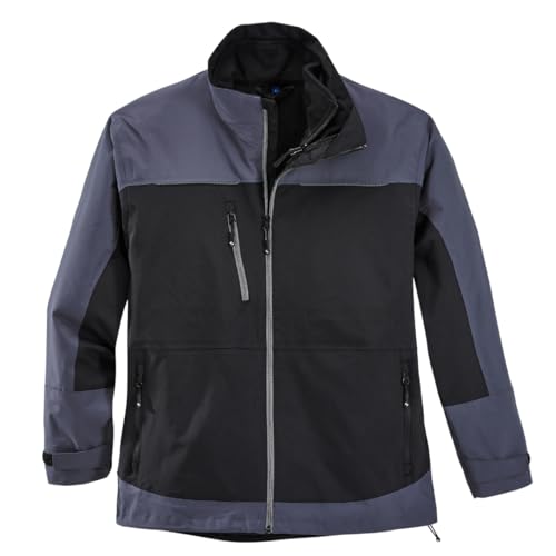 Scheibler Arbeitsjacke Herren Winter - Regenjacke Herren wasserdicht mit herausnehmbarer Fleece-Innenjacke - Winter-Arbeitsjacke Herren einrollbare Kapuze - reflektierende Jacke - Schwarz/Anthrazit von Scheibler