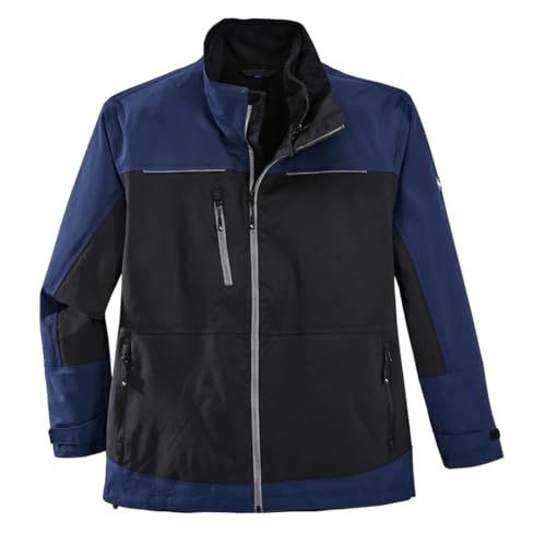 Scheibler Arbeitsjacke Herren Winter - Regenjacke Herren wasserdicht mit herausnehmbarer Fleece-Innenjacke - Winter-Arbeitsjacke Herren mit einrollbarer Kapuze - reflektierende Jacke - Schwarz/Marine von Scheibler