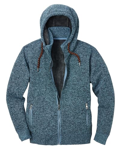 Scheibler Arbeitsjacke Herren Winter - gefütterte Arbeitskleidung Männer - Workwear Strickjacke mit Reissverschluss - Strick-Winterarbeitsjacken mit Kapuze - Navy/Blau-Meliert von Scheibler