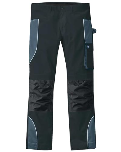 Scheibler Arbeitshosen Männer Reflektierende Cargohose Herren Bequeme Schnittschutzhose Outdoor Hose mit Multifunktionalen Taschen Schwarz/Anthrazit 48 von Scheibler