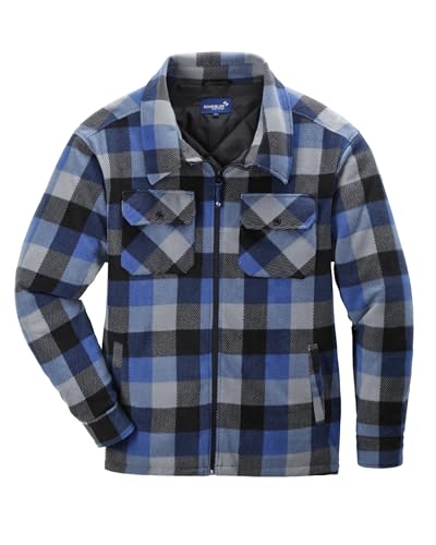 Scheibler Holzfällerhemd Herren Flanellhemd Warm Gefüttert Hemdjacke Karohemd -Outdoor Fleecejacke Langarm Thermohemd Männer Arbeitshemd mit 4 Taschen blau/schwarz-kariert XXXL von Scheibler