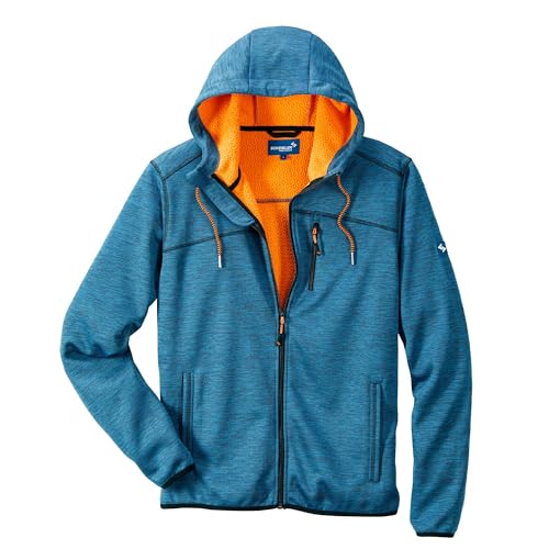 Scheibler Fleece Arbeitsjacke Herren - Arbeitskleidung Männer mit Kapuze - Workwear Herren Strickjacke mit Reissverschluss - Outdoor Fleecejacken für Herren- Blau/Schwarz-Meliert von Scheibler