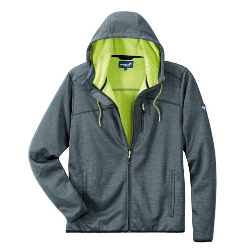 Scheibler Fleece Arbeitsjacke Herren - Arbeitskleidung Männer mit Kapuze - Workwear Herren Strickjacke mit Reissverschluss - Outdoor Fleecejacken für Herren- Grau/Schwarz-Meliert von Scheibler