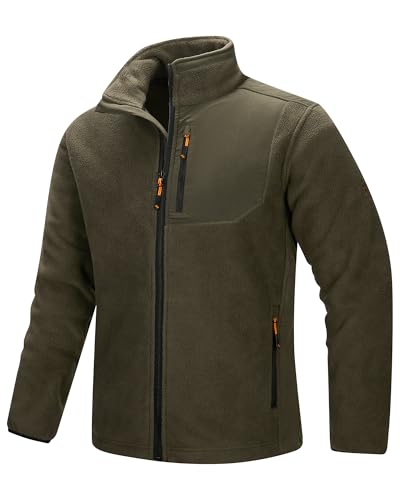 Scheibler Fleecejacke Herren Warm Herren Thermo Winterjacke Funktionsjacke ohne Kapuze Wandern Fliesjacke Jacke Oliv XXL von Scheibler