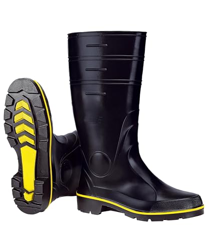 Scheibler Gummistiefel Herren - Arbeits-Stiefel Herren wasserdicht - Regenstiefel aus Nitril - Rain Boots Men mit rutschfester Sohle und Kälteschutz - Gummi-Stiefeletten Herren - schwarz von Scheibler