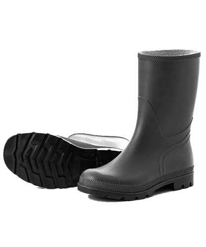 Scheibler Gummistiefel Herren Halbhoch - Arbeits-Stiefel Herren wasserdicht - Regenstiefel mit rutschfester Sohle - Rain Boots Men aus PVC - Gummi-Stiefeletten Herren breite Passform - schwarz von Scheibler