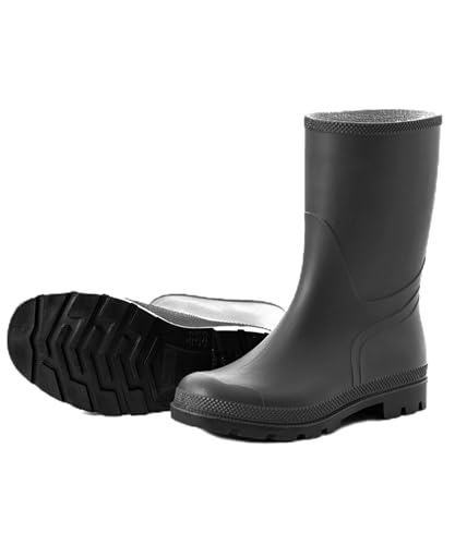 Scheibler Gummistiefel Herren Halbhoch - Arbeits-Stiefel Herren wasserdicht - Regenstiefel mit rutschfester Sohle - Rain Boots Men aus PVC - Gummi-Stiefeletten Herren schmale Passform - schwarz von Scheibler