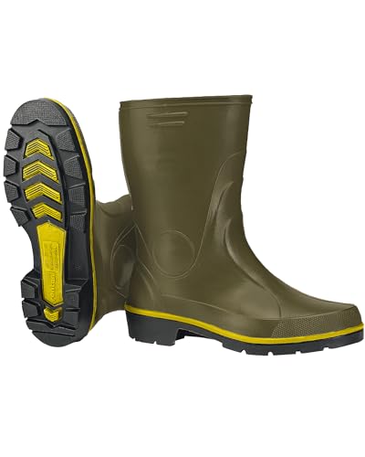 Scheibler Gummistiefel - Nitril-Stiefel halbhoch wasserdicht - Regenstiefel aus Nitril - Rain Boots mit rutschfester Sohle und Kälteschutz - Gummi-Stiefeletten - oliv von Scheibler