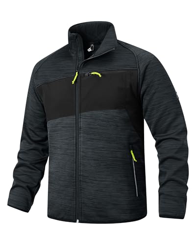 Scheibler Herren Leichte Sportjacke Stehkragen Hooded Jacket Kapuzenjacke Männer Sweatjacke Warm Übergangsjacke Outdoor Arbeitsjacke für Wandern Laufen Freizeit - Anthrazit-Meliert/Schwarz-XXL von Scheibler