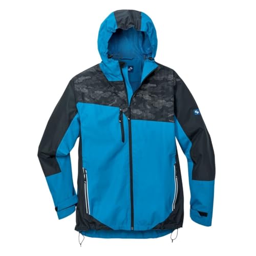 Scheibler Regenjacke Herren wasserdicht atmungsaktiv mit Kapuze - Arbeitsjacke Herren reflektierend - Windbreaker Herren mit viele Taschen - Waterproof Jacket Men - Royalblau/Schwarz von Scheibler