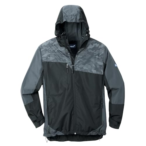 Scheibler Regenjacke Herren wasserdicht atmungsaktiv mit Kapuze - Arbeitsjacke Herren reflektierend - Windbreaker Herren mit viele Taschen - Waterproof Jacket Men - Schwarz/Grau von Scheibler