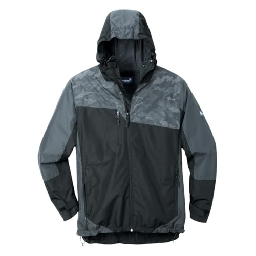 Scheibler Regenjacke Herren wasserdicht atmungsaktiv mit Kapuze - Arbeitsjacke Herren reflektierend - Windbreaker Herren mit viele Taschen - Waterproof Jacket Men - Schwarz/Grau von Scheibler