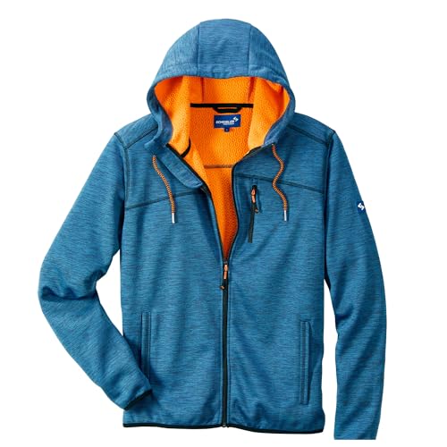 Scheibler Fleece Arbeitsjacke Herren - Arbeitskleidung Männer mit Kapuze - Workwear Herren Strickjacke mit Reissverschluss - Outdoor Fleecejacken für Herren- Blau/Schwarz-Meliert von Scheibler