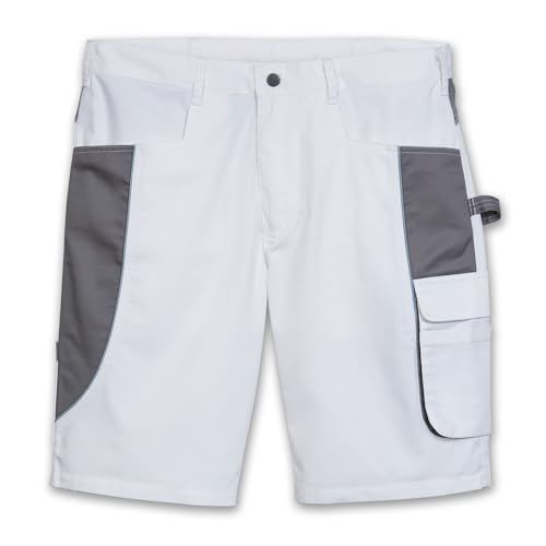 Scheibler Workwear – Active Shorts Herren – Arbeitshose kurz für die Arbeit – Arbeitsshorts für den Sommer – Cargo Shorts mit viel Stauraum – verfügbar in den Größen S-XXL (Weiß/Anthrazit) von Scheibler
