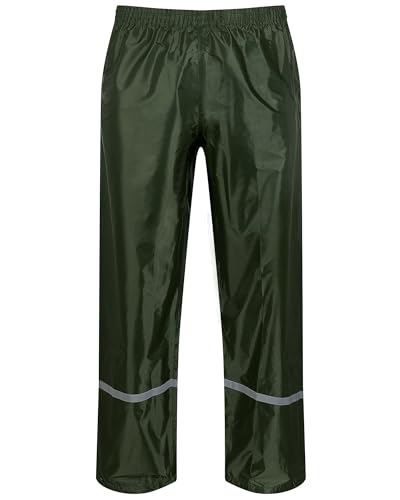Scheibler Workwear – Basic Regenhose Herren – Outdoor Hose mit Gummizug & Reflektoren – Wind- & wasserdicht – verfügbar in den Größen S-XXXL (Oliv) von Scheibler