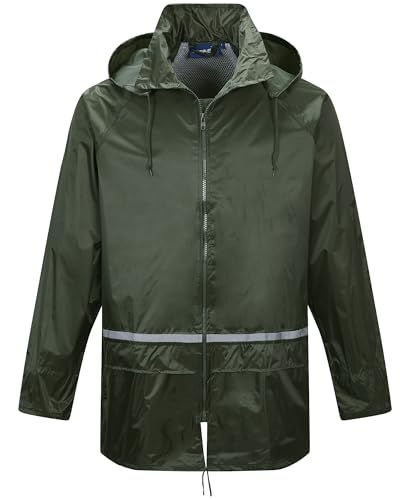 Scheibler Workwear – Basic Regenjacke Herren – atmungsaktive Allwetter Jacke mit Kapuze – wind- & wasserdicht – verfügbar in den Größen S-XXXL (Oliv) von Scheibler