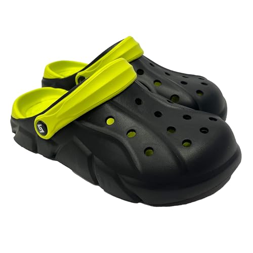 Scheibler Workwear – Clogs Markelo für Herren – Gartenschuhe leicht & angenehm – verfügbar in den Größen 39/40-45 (Schwarz/Limette) von Scheibler